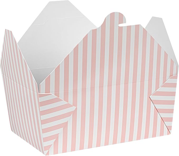 Restaurantware-Bio Tek 8.5 x 6.2 x 3.5 Inch Food Containers, 200 Durable Takeaway Boxes - Disposable, Striped, Pink And White Paper 98 Ounce Takeout Boxes, Rectangle, For Takeouts And Delivery - Image 16