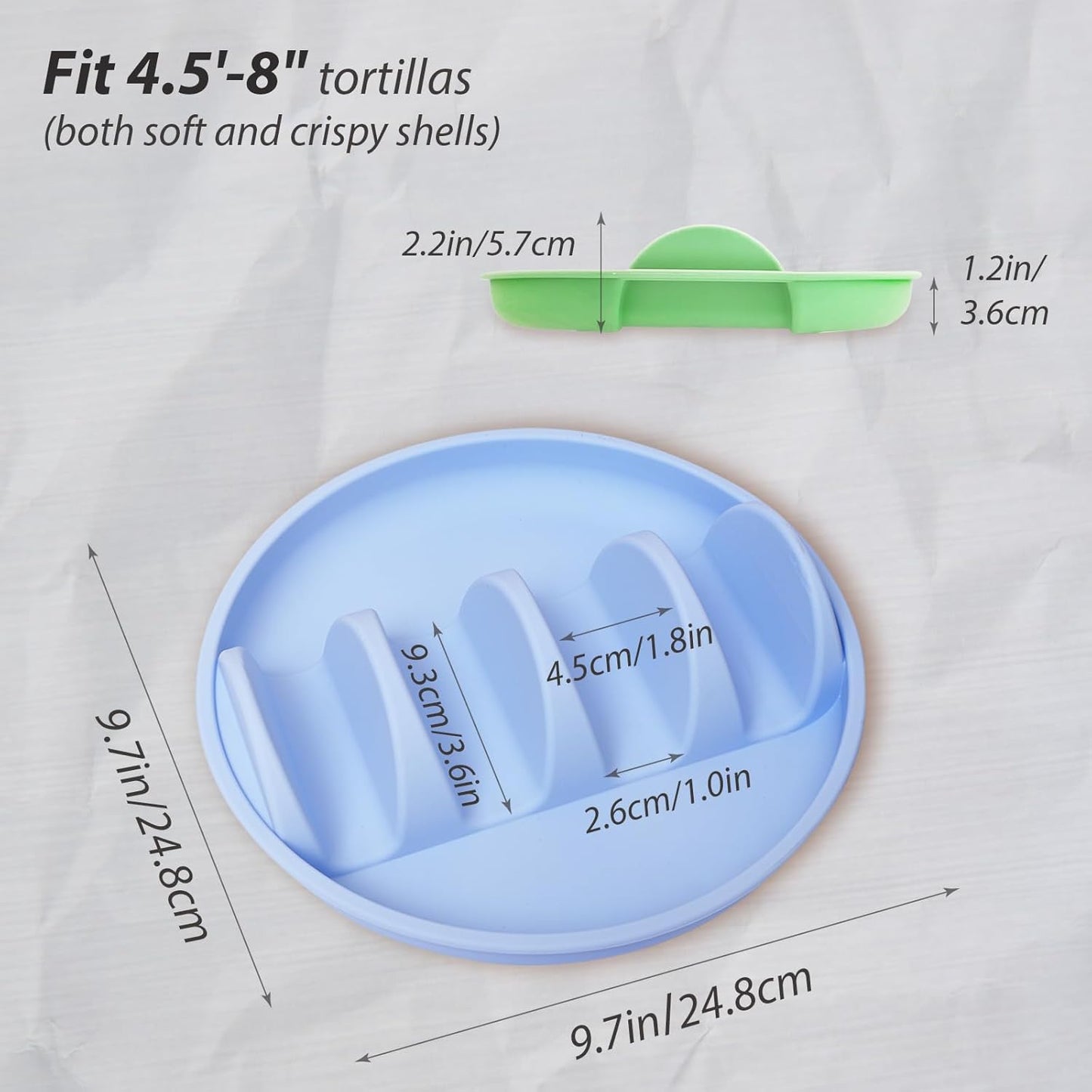 Taco Holder & Plates, Silicone Taco Plates with Dividers, 4 Tacodillo Shell Trotilla Holding Serving, Taco Tuesday Party Taco Holders, Pack of 2