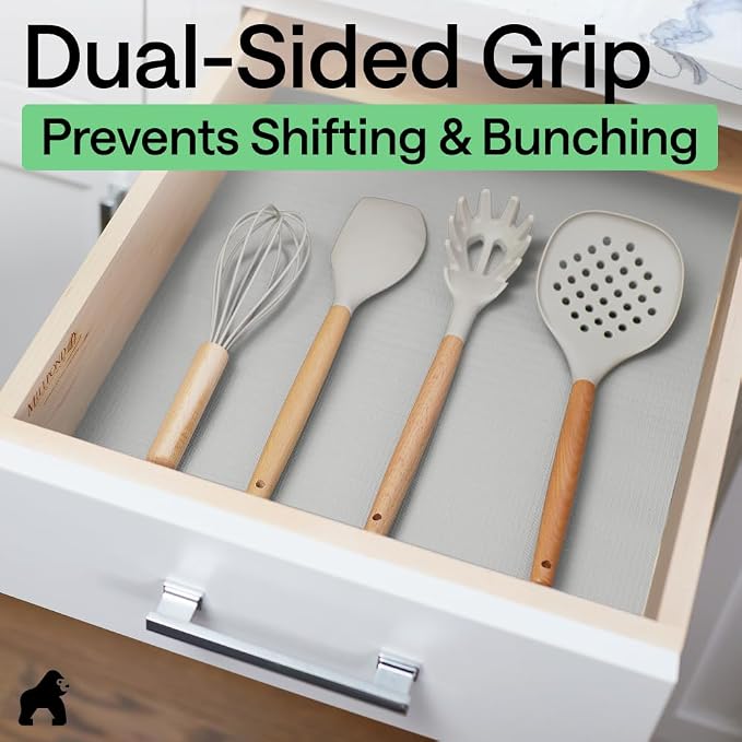GORILLA GRIP Shelf Liner, Kitchen Drawer Protector, 17.5x240 Light Gray - Image 4