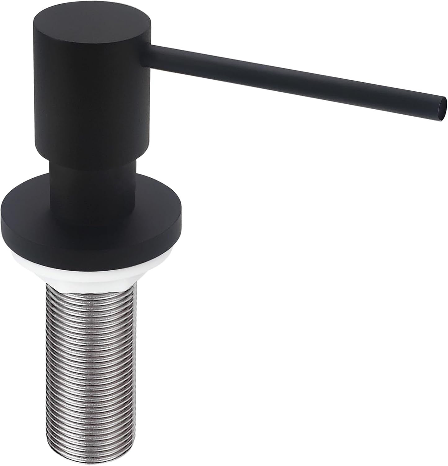 Matte Black All Brass Soap Dispenser for Kitchen Sink Countertop Sink Soap Dispenser 17 OZ Bottle Built in Refill from The Top with Long Spout