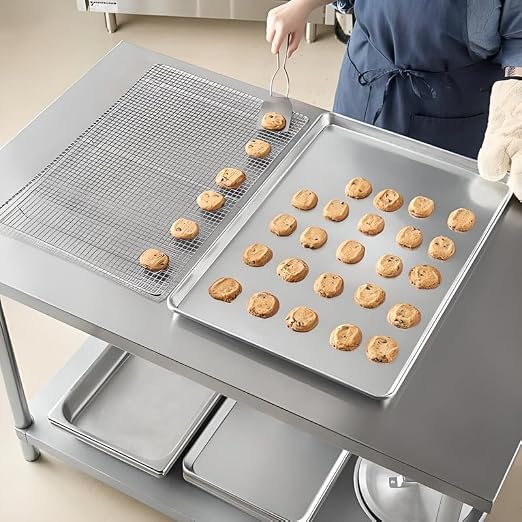 OCS Parts 3-Pack Full Size 18" x 26" Aluminum Sheet Baking Pans | 19 Gauge Wire in Rim Aluminum Sheet Pan for Home or Commercial Kitchens - Image 2