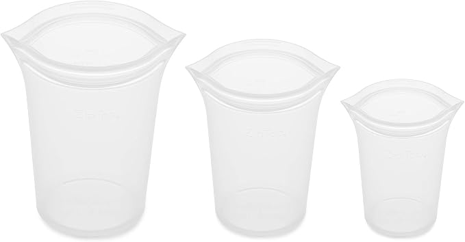 Zip Top Reusable Food Storage Bags | 3 Cup Set [Frost] | Silicone Meal Prep Container | Microwave, Dishwasher and Freezer Safe | Made in the USA - Image 2