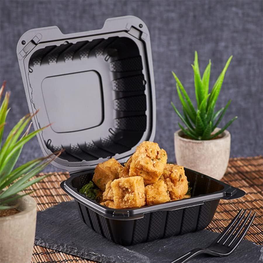 KARAT EARTH Clamshell Take Out Food Containers [6"x6" - 400 ct] To Go Containers | Microwavable, Freezer Safe, Soak-Resistant, Durable, Stackable | Vented for Hot/Cold Foods, White - Image 4