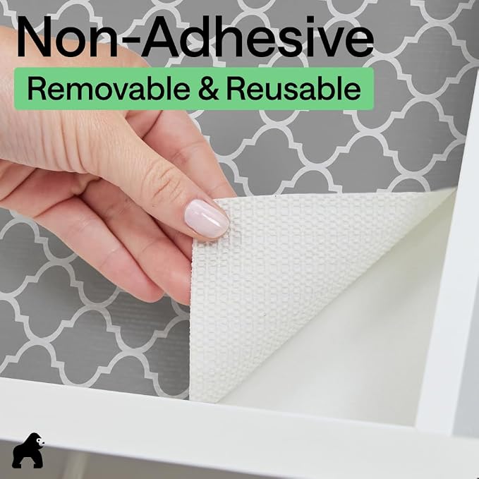 GORILLA GRIP Shelf Liner, Kitchen Drawer Protector, 12x240 White Gray - Image 7