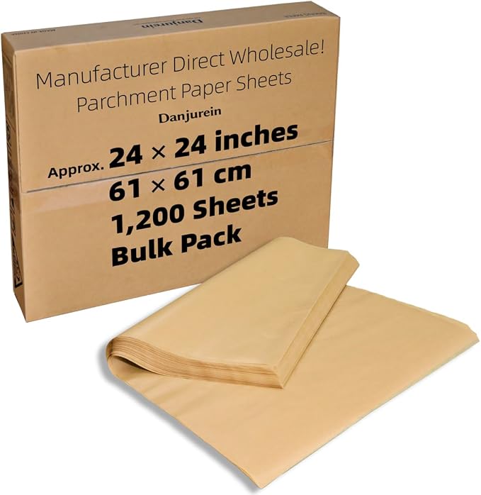 Industrial Grade 24x24 Parchment Paper - 1200 Bulk Sheets | Unbleached Non-Stick 428°F for Large Commercial Ovens, Bakery Production Lines & Roasting by DanjureinParchmentManufacturer