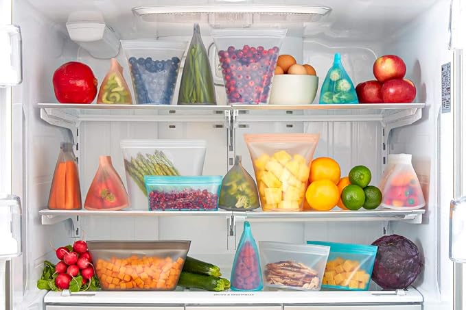 Zip Top Reusable Food Storage Containers Full Set of 8 Peach – Platinum Silicone Cups, Dishes & Bags – Microwave, Dishwasher & Freezer Safe – Made in USA, BPA-Free - Image 7