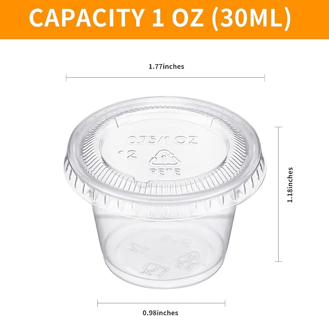 Macarrie 2000 Pcs 1 Oz Cups with Lids Portion Sauce Plastic,Clear,1 Oz - Image 2