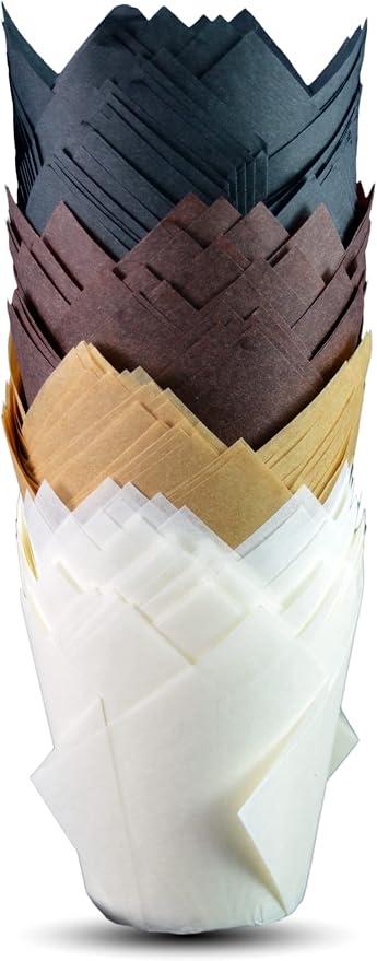 Coffee Set Tulip Baking Cups Cupcake Liners Muffin Liners Greaseproof Paper 200 by SimpleGood