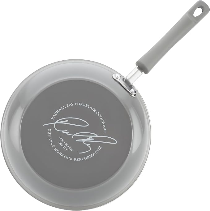 Rachael Ray Classic Brights Hard Enamel Aluminum, 14-Piece, Sea Salt Gray - Image 9