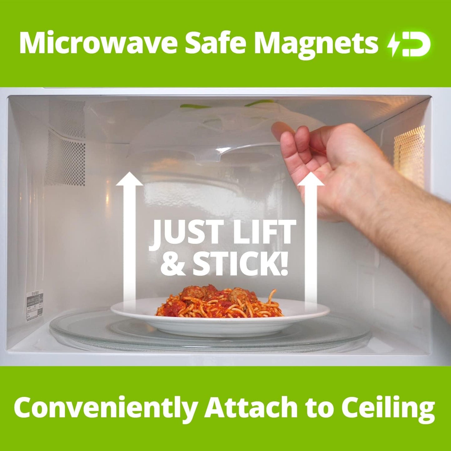 Magnetic Microwave Cover for Food | Clear Microwave Splatter Cover | Microwave Plate Cover with Steam Vents | Food Grade Dish Cover | BPA-Free | Dishwasher Safe | Green