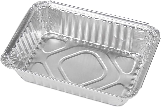 Tiger Chef Oblong Aluminum Tin Foil 2.25 Pound Pans Dimensions: 8.44" X 5.89" X 1.8" Disposable Freezer to Oven Safe for Takeout, Baking, Cooking, Storing and Freezing - 50 Pack - Image 2