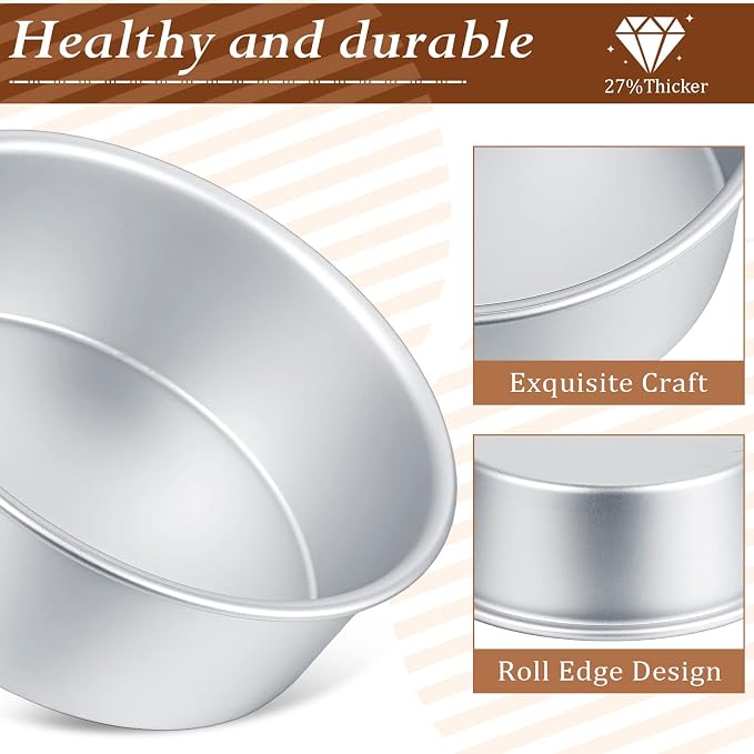Gerrii 27 Pcs 4 Inch Round Cake Pans Nonstick Aluminum Round Baking | Molds for Cheesecake Quiche Pizza, Leakproof Design, Easy Release Coating, Individual Servings for Party Baking Supplies - Image 3