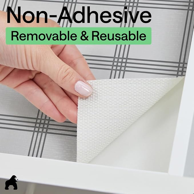 GORILLA GRIP Shelf Liner, Kitchen Drawer Protector, 12x120 White Stripe - Image 7