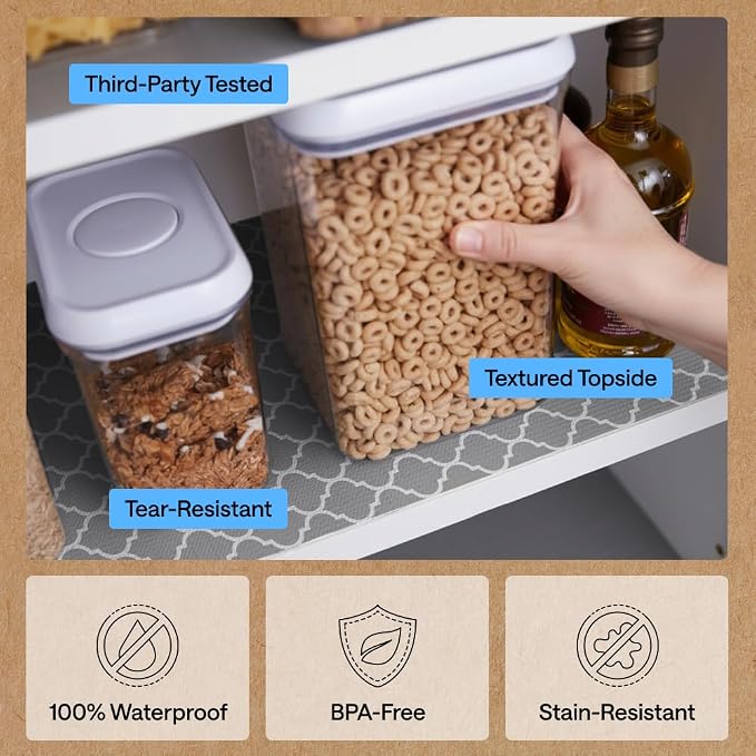 GORILLA GRIP Shelf Liner, Kitchen Drawer Protector, 12x240 White Gray - Image 5