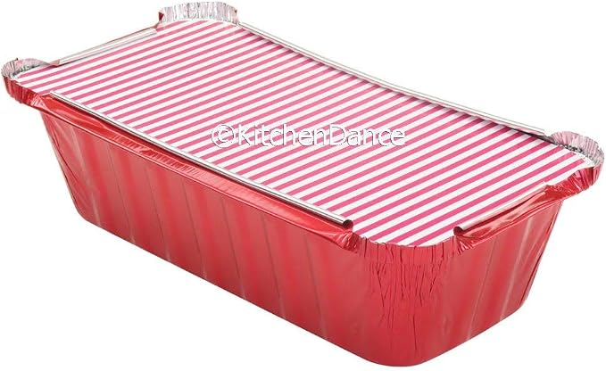 KitchenDance Disposable Aluminum Closable Loaf Pans with Lids - 2 Pounds Aluminum Foil Pans for Cakes, Cobblers - Baking Pans Perfect for Baking, Storing, Preparing Food - 1850 (Red, 1000) by KitchenDance