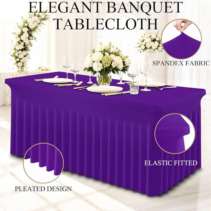 Moosfor 2 Pack Spandex Fitted Rectangle Tablecloth, Elastic Table Skirt - Image 3