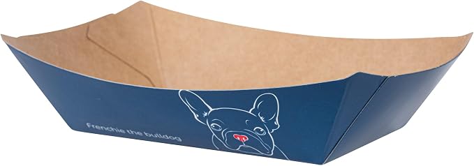 Restaurantware-Bio Tek 3.3 x 2 x 1.4 Inch Paper Boats, 400 Disposable #50 Food Trays - PE Lining, Durable, Frenchie Design Paper Food Baskets, For Concession Stands, Picnics, or Fairs, Stackable - Image 2