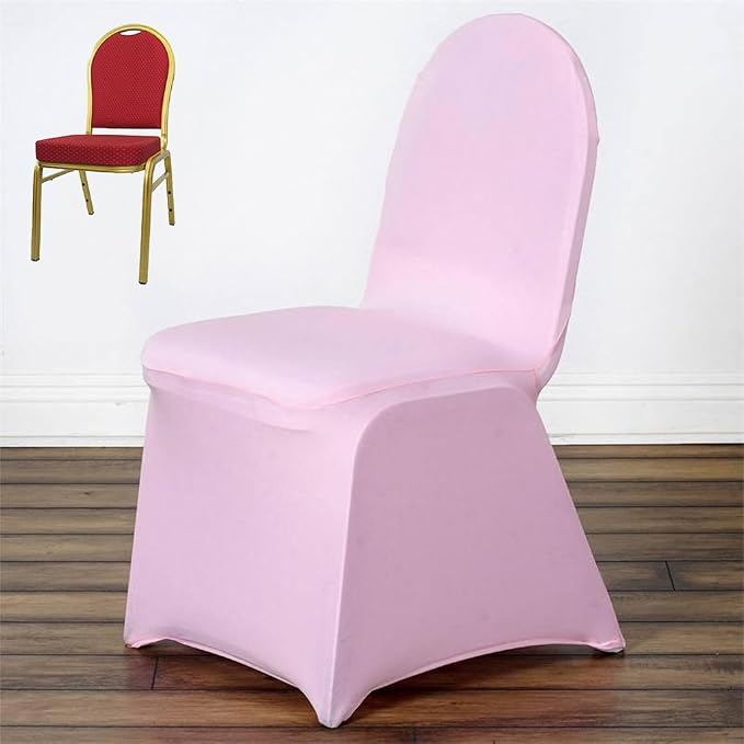 TABLECLOTHSFACTORY Pink Spandex Chair Cover for Wedding Event Party-Pack of 5 - Image 3