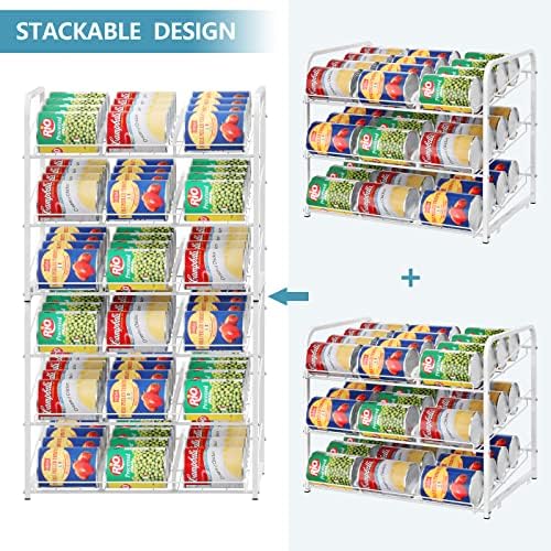 BTY Can Organizer for Pantry Stackable Can Rack Organizer 2 Pack Stacking Can Storage Dispensers 3 Tier Small Space Holds up to 36 Cans for Pantry, Kitchen, Cabinet White - Image 4