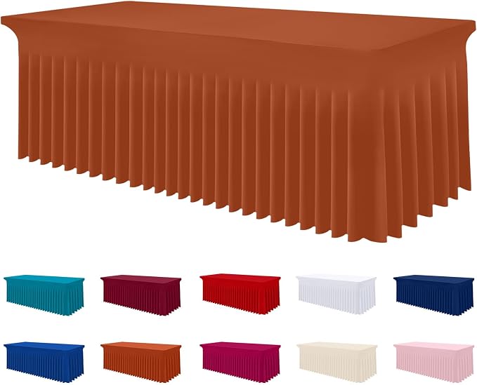 Smiry Spandex Elastic Fitted Table Cloth Skirt for 8FT Rectangle Table by Smiry