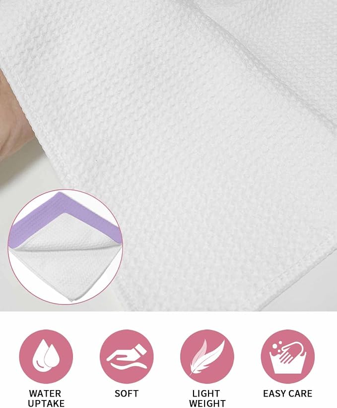 Purple Dish Towels Set, Waffle Weave Kitchen Towels Microfiber Towels Cleaning, Modern Solid Pure Colored Country Frenc Romantic Art Soft Absorbent Dish Drying Towels Hand Towels 3 Pack 12x12 Inch - Image 5