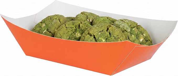 Restaurantware-Bio Tek 1 Pound Food Trays, 200 Disposable Paper Food Trays - Heavy-Duty, Greaseproof, Orange Paper Food Boats, For Snacks, Appetizers, Or Treats, Use At Parties Or Carnivals - Image 6