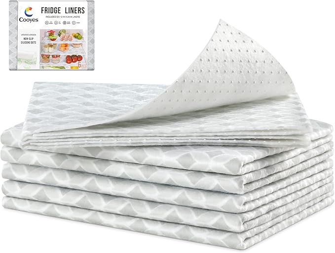 Cooyes Refrigerator Liners 17.7" x 24", Absorbent Strong Grip Fridge Mats Machine Washable, Non-Adhesive Refrigerator Shelf Liner for Fridge Bins & Kitchen Cabinets, by Cooyes