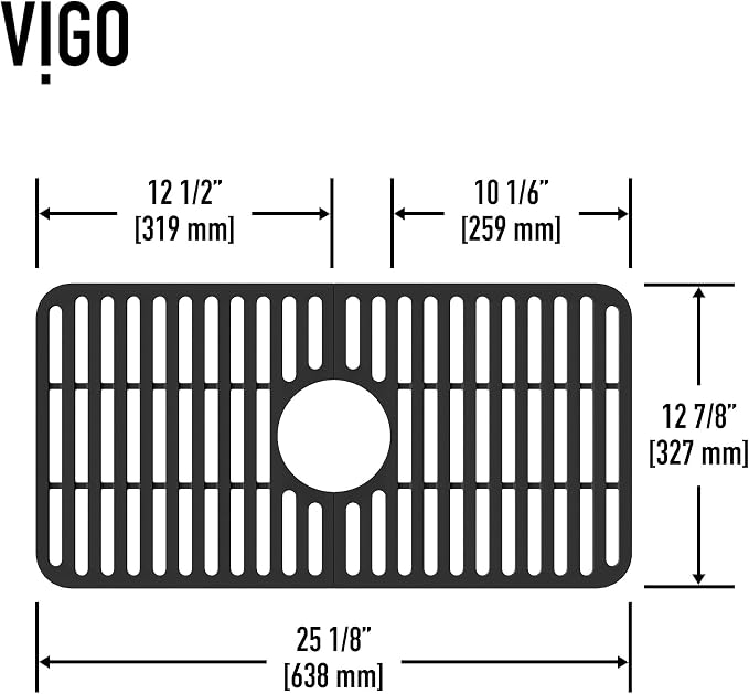 VIGO 25 in. x 13 in. Silicone Kitchen Sink Protective Bottom Grid For Single Basin Sink in Matte Black - VGSG2512MB - Image 3