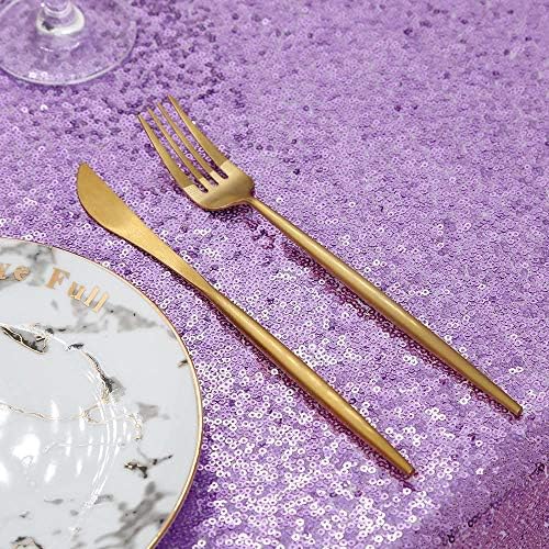 Seamless Sequin Tablecloth 90"x132" Lavender Rectangle Party Table Cover - Image 3