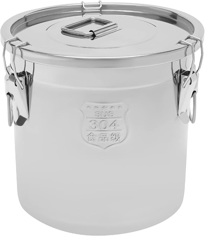 DYNAMI 5.5Gal 304 Stainless Steel Airtight Container with Lid and Locking Clamp,17-38Lbs Metal Bucket Stainless Steel Drum Large Canister for Kitchen,Dog Food/Bird Seed/Coffee Storage Container(21L) - Image 7