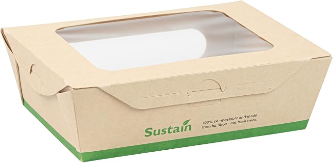 Restaurantware 28 oz Paper Bamboo Small Bio Take Out Container, 50 Pack - Image 17