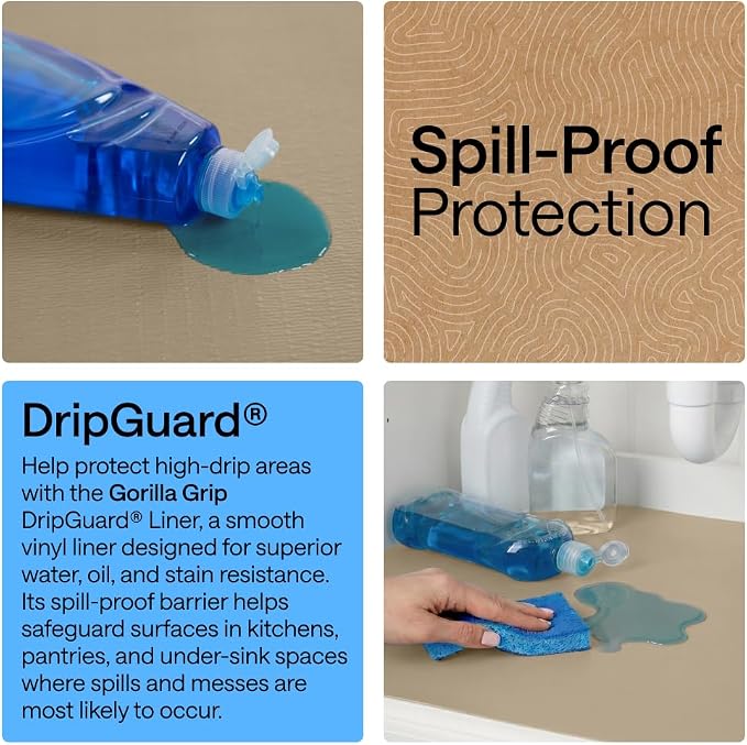 GORILLA GRIP Shelf Liner, Kitchen Drawer Protector, 12x120 Beige - Image 3