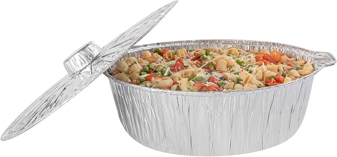 Foil Lux 8.5 Quart Pans And Lids, 50 Disposable Pots With Lids - Oven-Ready, Stove Compatible, Aluminum Foil Baking Pans, Freezable, For Outdoor Camping, Vacation, Picnic, And More - Restaurantware - Image 9