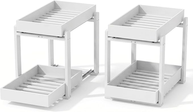MHXW SXPN Bamboo Under Sink Organizer, 2 Pack Pull Out Cabinet Organizer - Image 9