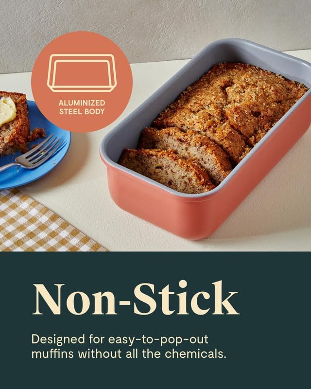 Caraway Non-Stick Ceramic-Coated 1 lb Loaf Pan | Naturally Slick Ceramic Coating, Non-Toxic, PTFE and PFOA Free, Perfect for Pound Cakes, Breads, and More, Marigold - Image 4