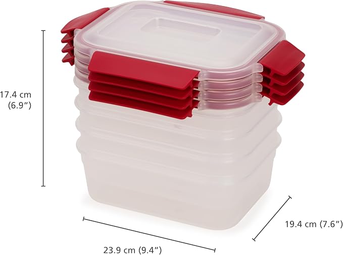 Joseph Joseph Nest Lock 8-piece Plastic BPA Free Food Storage Container Set with Lockable Airtight Leakproof Lids - Red - Image 5