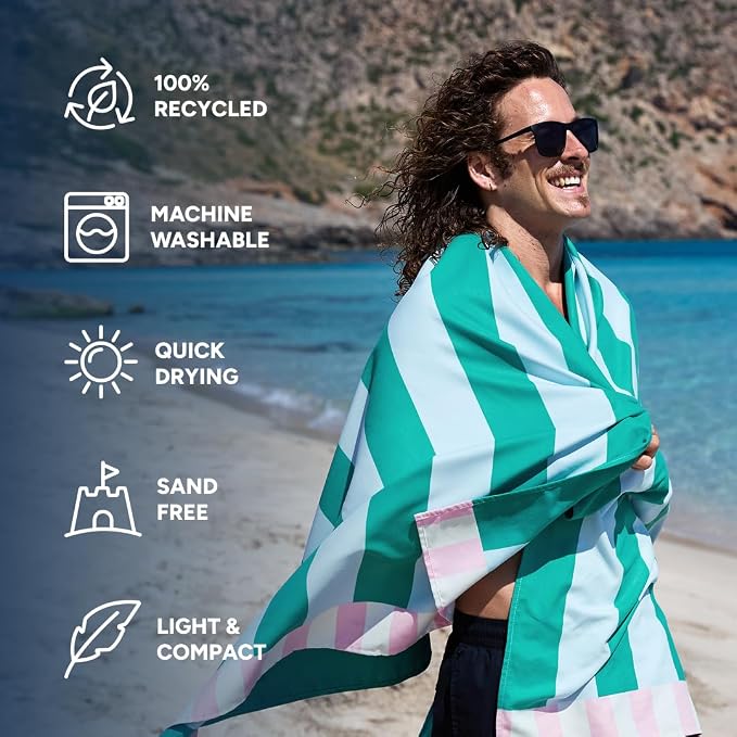 Dock & Bay Beach Towel - Quick Dry, Sand Free - Compact, Lightweight - 100% Recycled - Includes Bag - Pastel Pier - Extra Large (200x90cm, 78x35) - Image 2