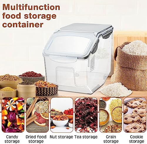 Umigy 4 Pack Rice Storage Container Flour Storage Bin with Wheels White Plastic Airtight Lid Boxes for Dog Pet Food Cereal Grain Dry Food (10 Liter / 20 lbs) - Image 4