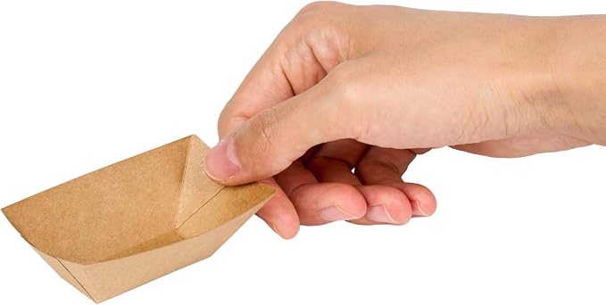 Restaurantware-Bio Tek 2 Ounce Food Boats, 50 Disposable Paper Food Trays - Heavy-Duty, Grease-Resistant, Kraft Paper Food Boats, For Snacks, Appetizers, Or Treats, Use At Parties Or Carnivals - Image 9
