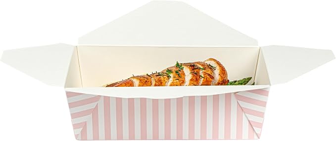 Restaurantware 71 oz Pink And White Stripe 3 Bio Box Container, 200 Ct - Image 11