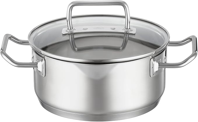 Rösle EXPERTISO Cookware Collection 7.9 in. Stainless Steel Low Casserole Pot with Glass Lid by Rosle