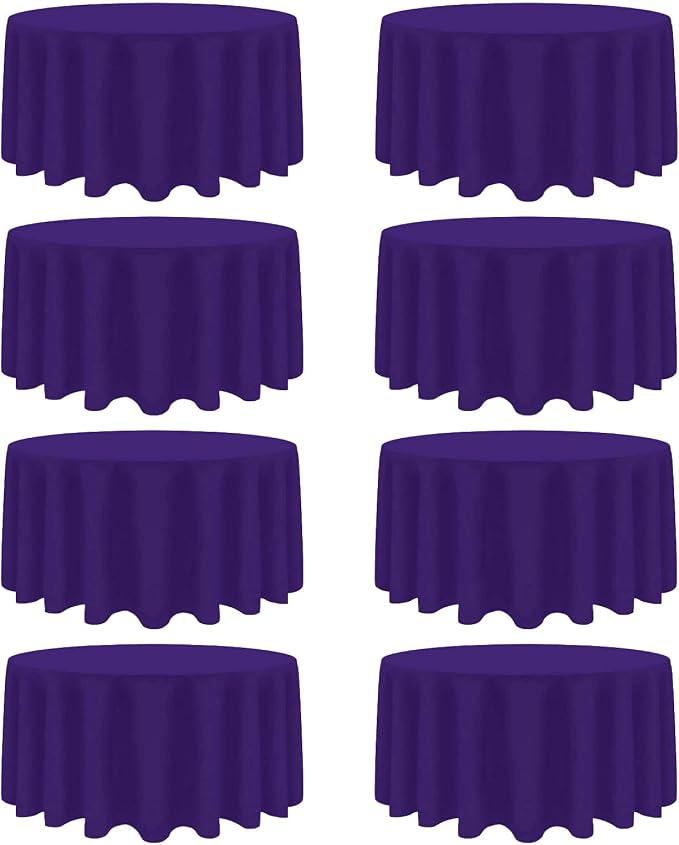 8 Packs 120 Inch Purple Round Tablecloth by Heneger