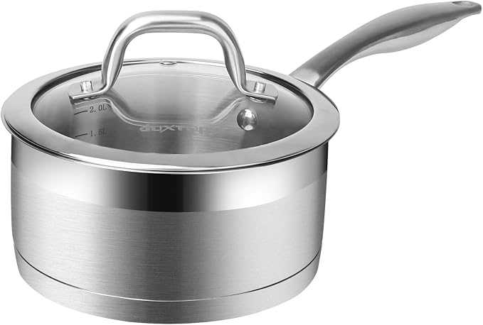 Duxtop Stainless Steel Sauce Pan with Lid, 2.5 Quart Induction Cooking Pot by duxtop