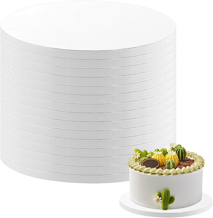 15 Pack Cake Drums 10 Inch Round Cake Boards White 1/2” Thick Cake Drum Corrugated Cardboard Cake Base for Multi-Layer Cakes Sturdy Cake Decorating Supplies by Aertiavty