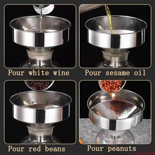 Large Kitchen Funnel Mouth Food Grade Metal Stainless Steel Mouth Maximum 15-inch Wide Factory and Home use Juice Milk Beer Oil, Soybean Milk & More (Top 7.87" Bottom 1.26") - Image 3
