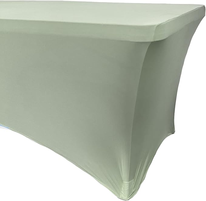 YOUR CHAIR COVERS Rectangular Spandex Tablecloth 6ft Fitted Wedding Event Patio Decorations Elastic Fabric Stretch Cover for Folding Table (Sage) - Image 3