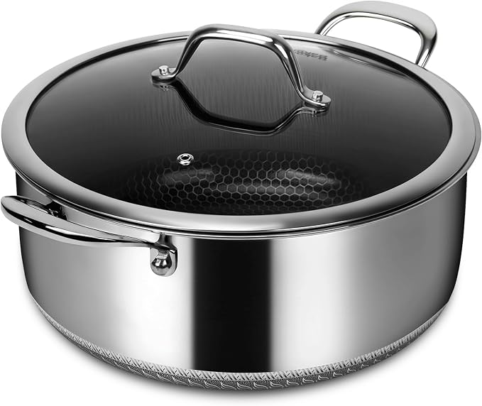 Hybrid Nonstick 7.5 QT Stockpot with Lid, Stainless Steel Stockpot with Honeycomb Texture,Compatible with All Cooktops,Dishwasher and Oven Safe by Unknown