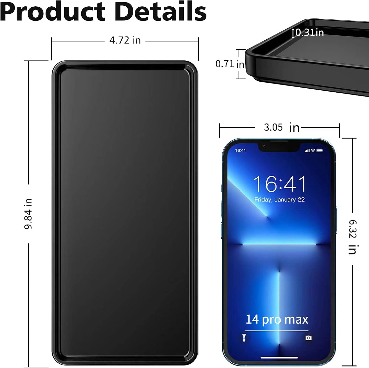 Gurygo 10" Bathroom Tray, Ceramic Vanity Tray for Bathroom, Small Ceramic Trays, Kitchen Soap Trays for Kitchen Counter (Black, 10",Set/1)