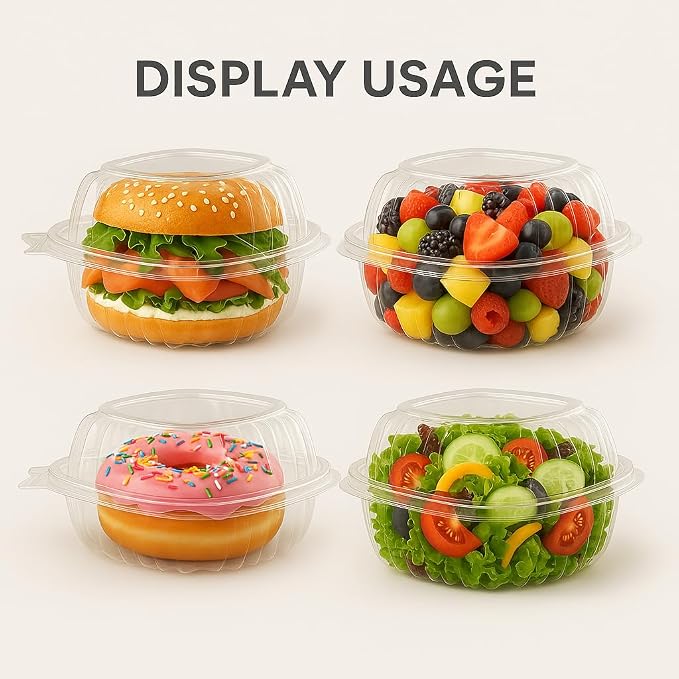 Durameg Clamshell Containers 5" Square Clear Hinged [400 Pack] Take-Out Plastic Salad Containers | To-Go Sandwich Containers [Size: 5 3/8" x 5 1/4" x 2 5/8"] - Image 4