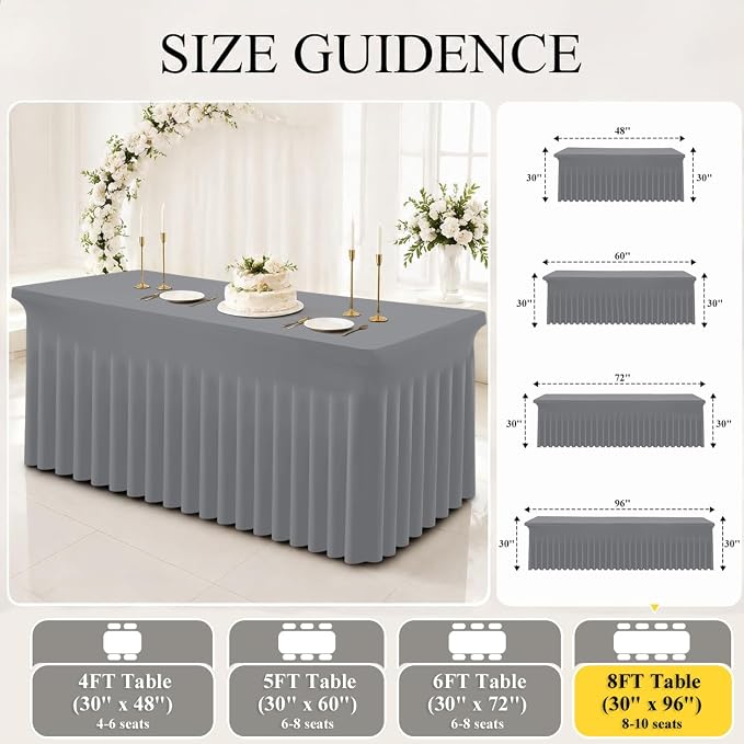 Moosfor Spandex Fitted Rectangle Tablecloth, Elastic Table Skirt - Image 6